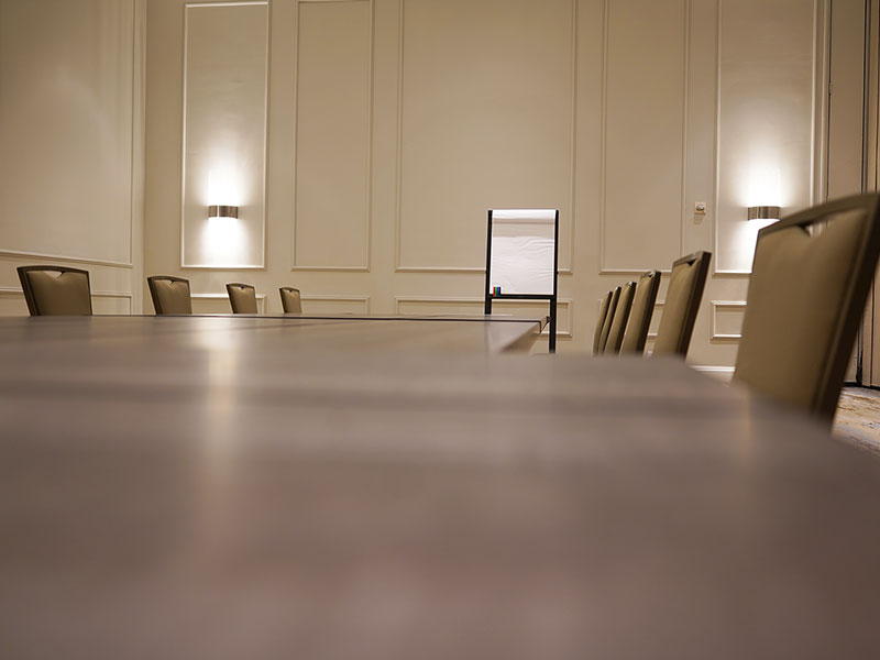 A conference room prepped for collaboration